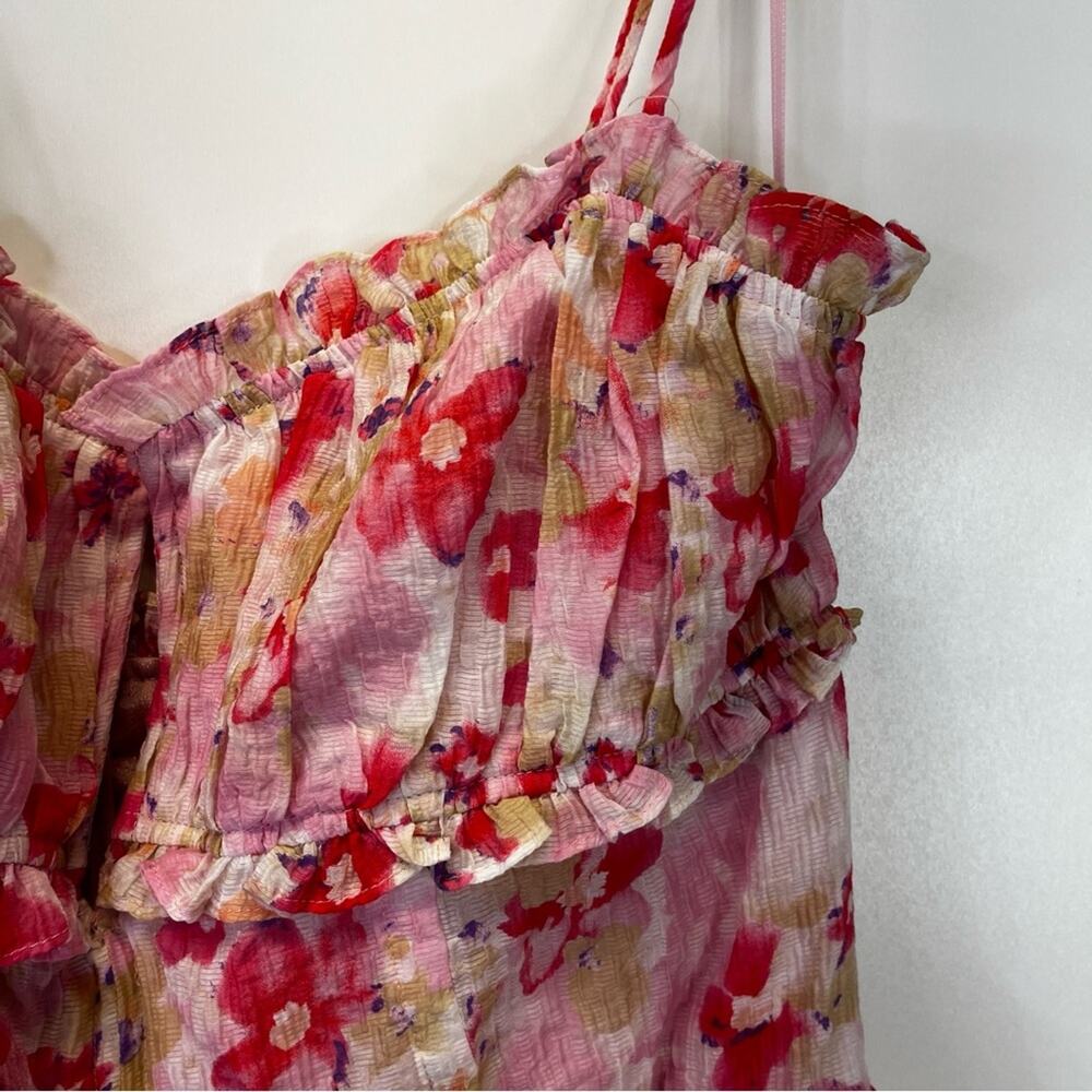 ASTR The Label Vonnessa Pleated Tiered Maxi Dress pink coral multi - XL - Picture 6 of 11